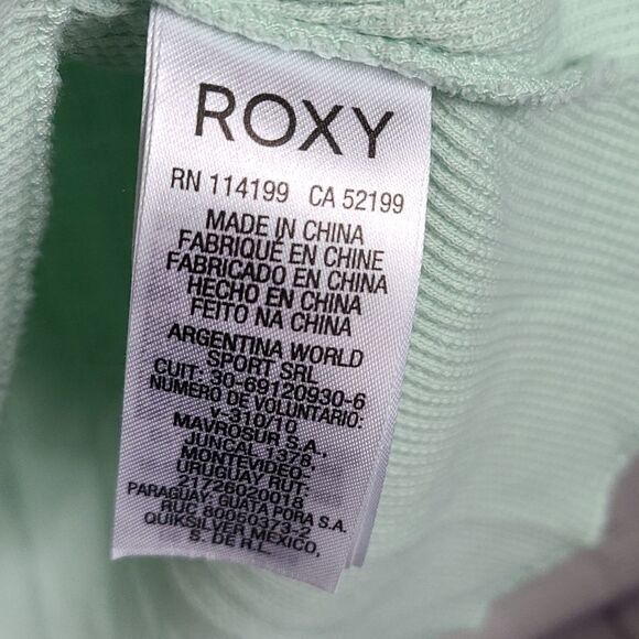 Roxy Mint Green Boho Waffle Thermal Shirt Long Sleeve Floral Print Top Medium - Picture 5 of 10